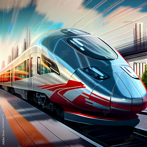 High-speed rail trains. Generative Ai