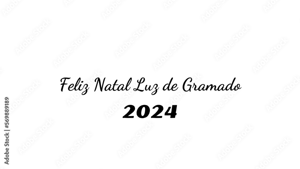 Feliz Natal Luz de Gramado wish typography with transparent background