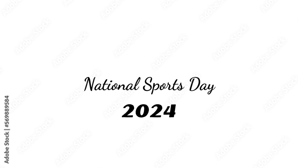 National Sports Day wish typography with transparent background
