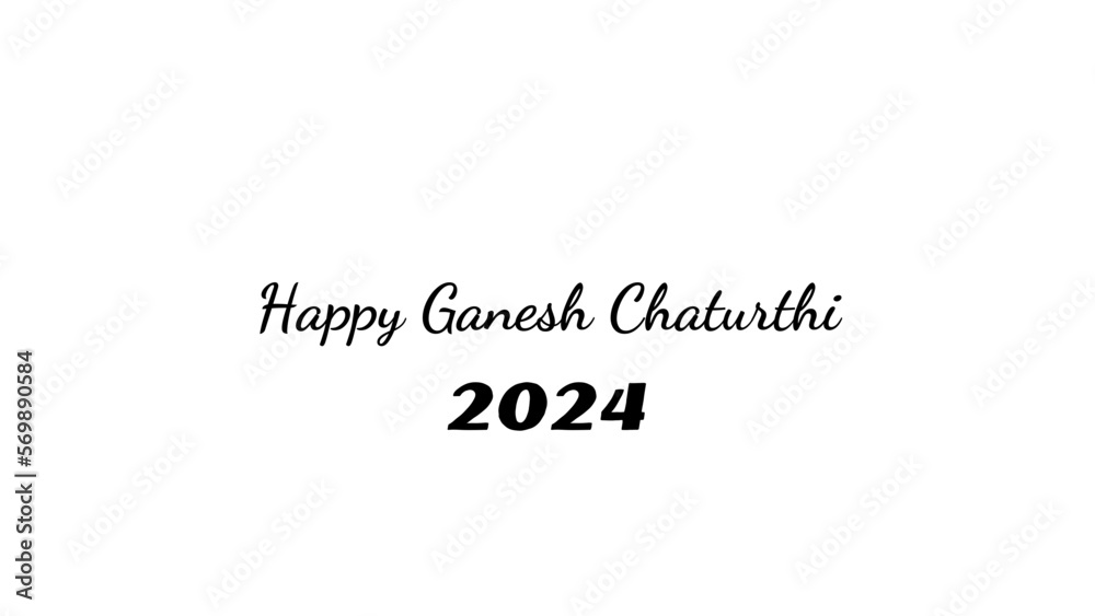 Happy Ganesh Chaturthi wish typography with transparent background