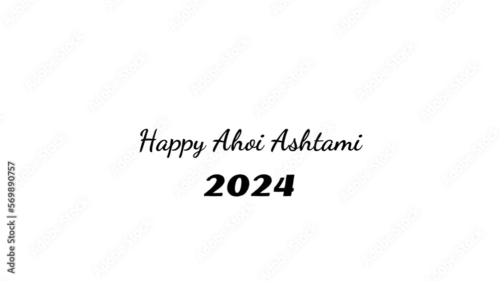 Happy Ahoi Ashtami wish typography with transparent background