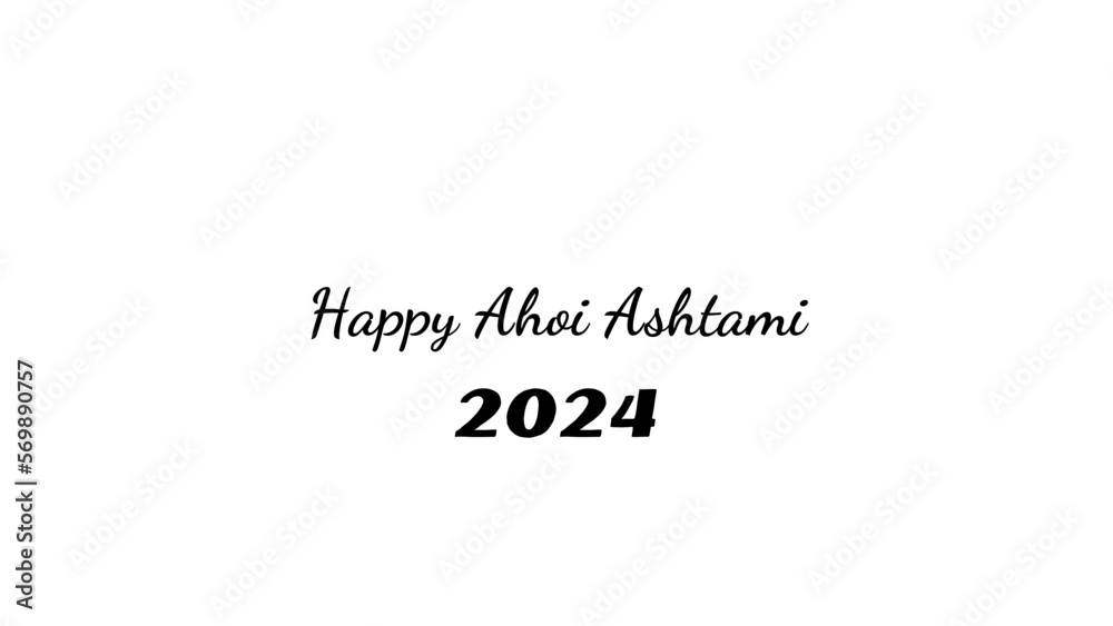 Happy Ahoi Ashtami wish typography with transparent background Happy Ahoi Ashtami wish typography with transparent background