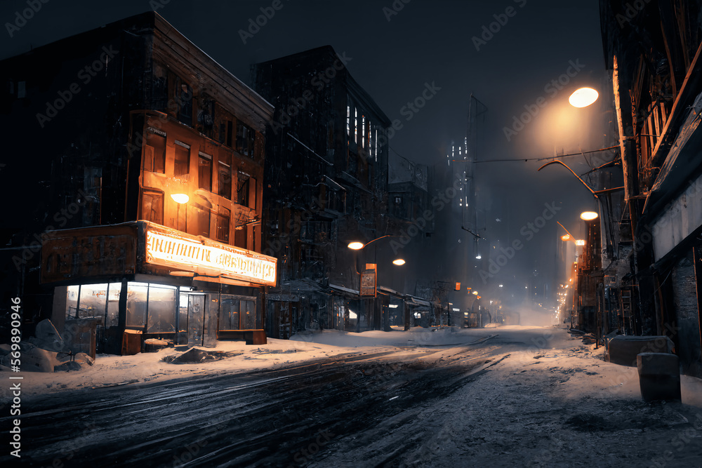 Obraz premium 超リアルな雪の世界や雪国系イラスト背景イラスト(AI generated image)