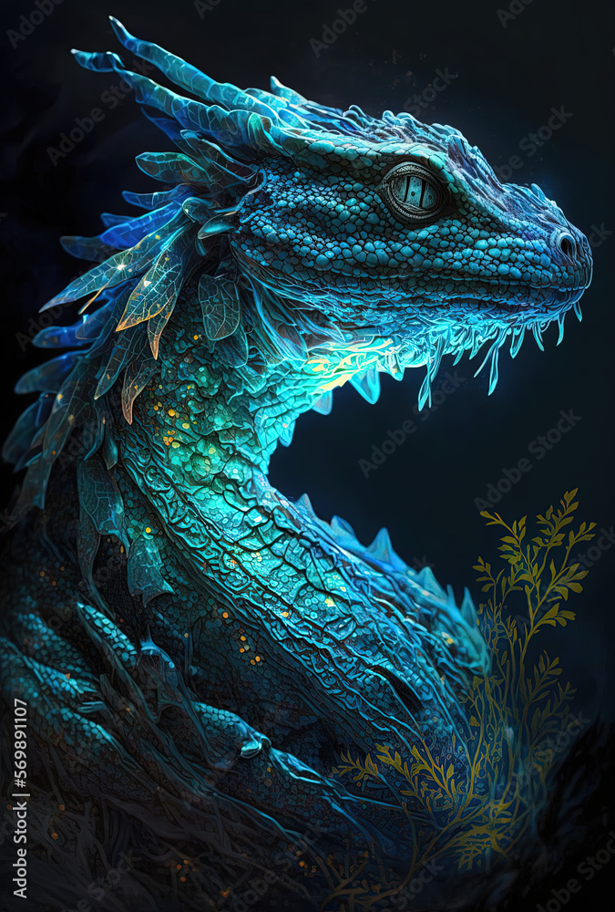 Sea dragon fantastic animal. Generative AI. Sea dragon fantastic animal. Generative AI.