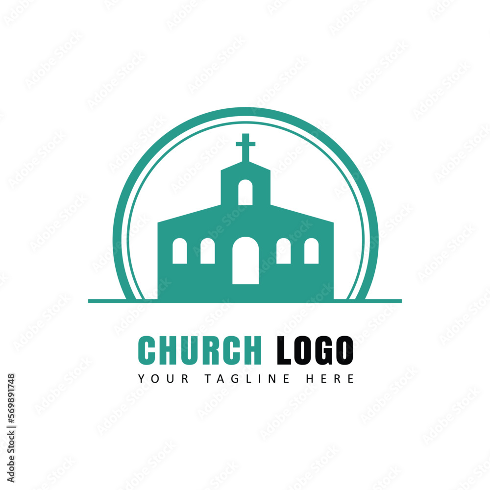 Church logo design template. Church building icon. Vector illustration.