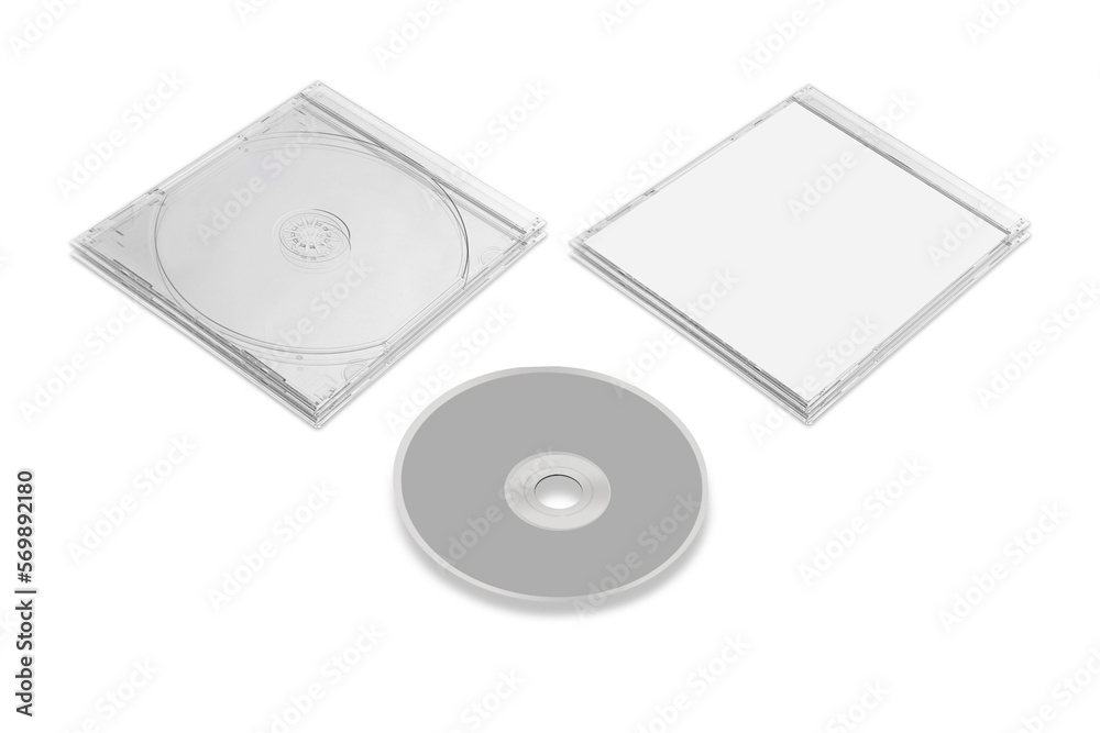 Empty transparent jewel CD case mockup. CD cover mockup, Digipak case of cardboard CD drive. With white blank for branding design or text. Isolated on a white background. 3d rendering. Empty transparent jewel CD case mockup. CD cover mockup, Digipak case of cardboard CD drive. With white blank for branding design or text. Isolated on a white background. 3d rendering.