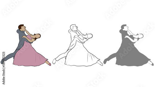 Dancers in Ballroom Design Set.
