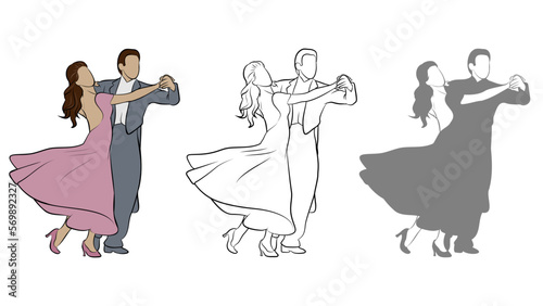 Dancers in Ballroom Design Set.