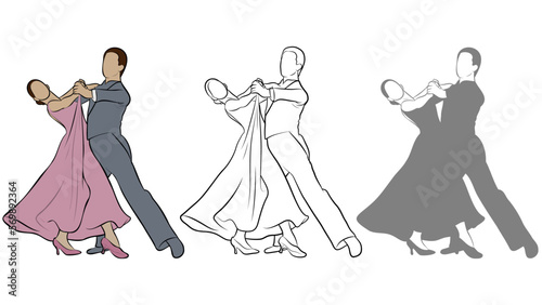 Dancers in Ballroom Design Set.