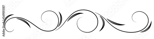 Floral ornament with leaves and abstract lines. Graceful element for decor and greeting or invitation card design