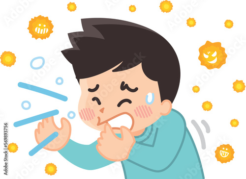 花粉によるアレルギー症状に悩まされる男性　花粉症　くしゃみ