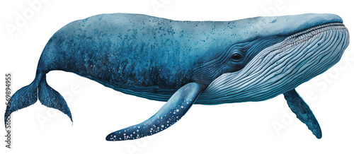 Big whale illustration. Transparent background. Isolation photo