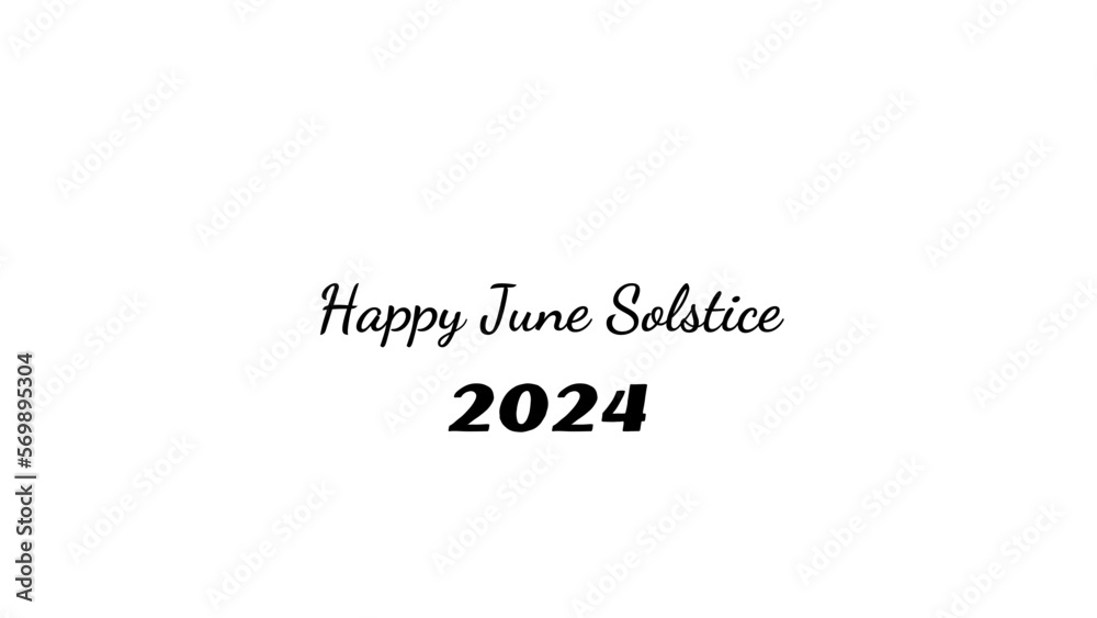 Happy June Solstice wish typography with transparent background