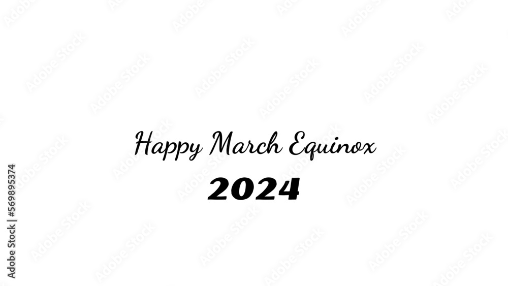 Happy March Equinox wish typography with transparent background