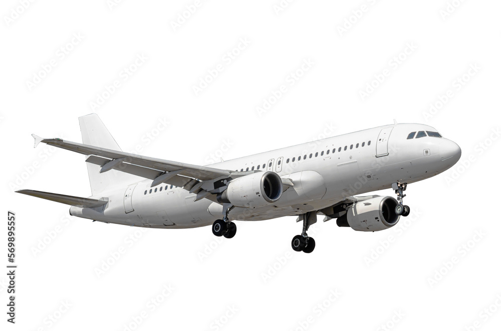 Avión de pasajeros real sobre fondo transparente - obrazy, fototapety, plakaty 