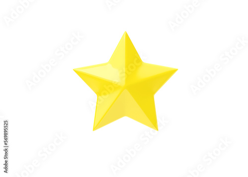 Review 3d render icon - yellow star customer positive rate  award experience service cartoon illustration.