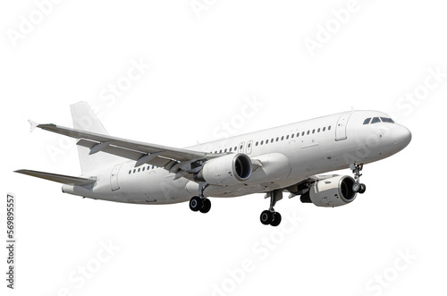 Avión de pasajeros real sobre fondo transparente