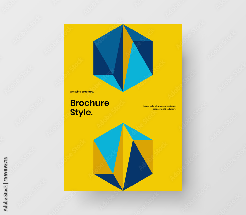 Naklejka premium Clean geometric shapes pamphlet template. Amazing booklet A4 design vector illustration.