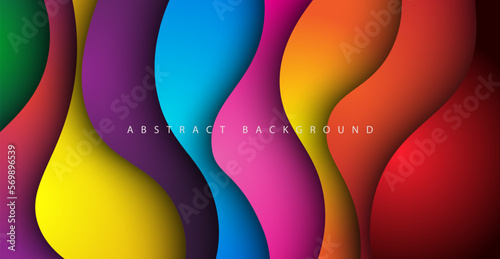 multi colored abstract red orange green purple yellow colorful gradient papercut overlap layers background. eps10 vector