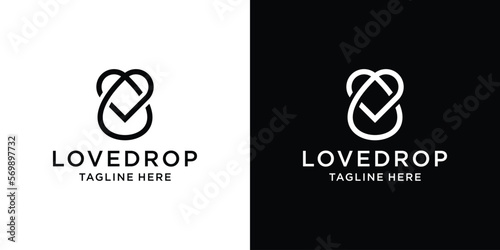 logo design line love and drop water icon vector illustration
