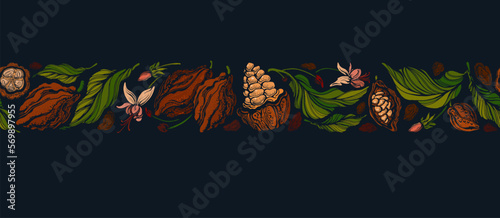 Cocoa vector seamless pattern Dark chocolate, food