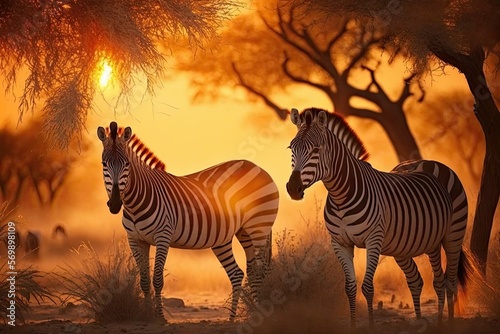 zebra in the sunset  ai generated