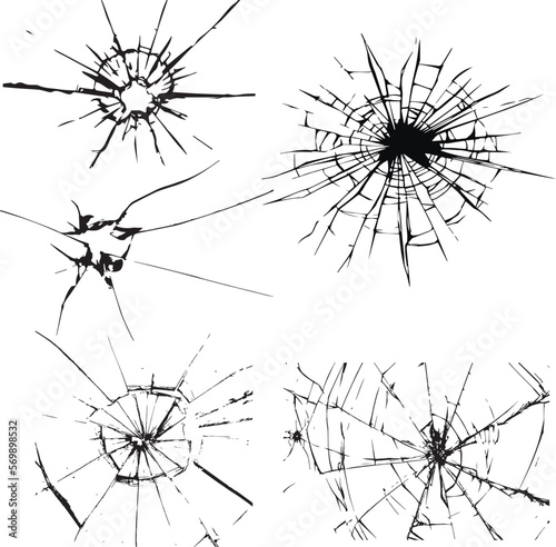 Obraz na plátne Broken glass set, Cracked effect, SVG Vector