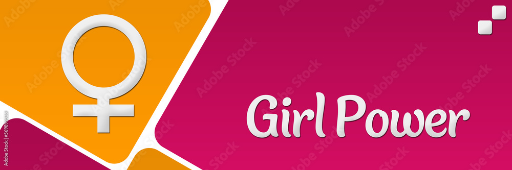 Girl Power Pink Orange Rounded Squares Horizontal 