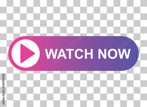 Watch now icon, website online button player symbol, play video vector illustration