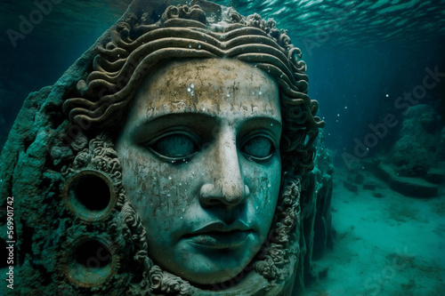 Ancient sculpture under water  © SilentStock