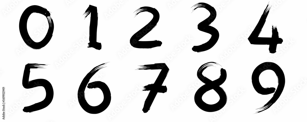 Set of brush numbers isolated on white background Set of brush numbers isolated on white background