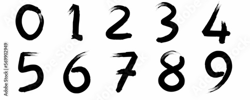Set of brush numbers isolated on white background