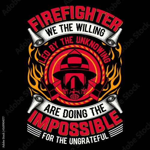 Firefighter T-shirt design Vector