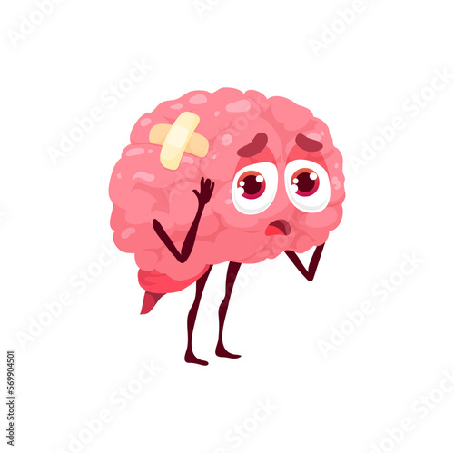 Brain sick body organ character sad vector cranium