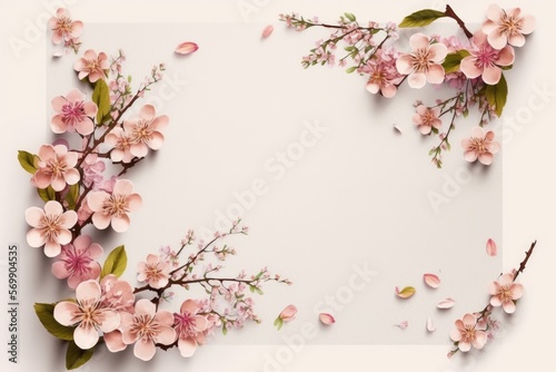 Sakura flower pink background, Beautiful nature spring, cherry blossom flowers, for background or copy space for text, ai generated