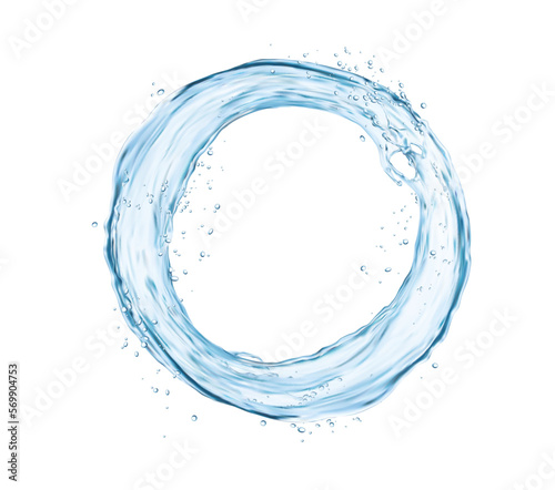 Round water splash Isolated blue liquid frame