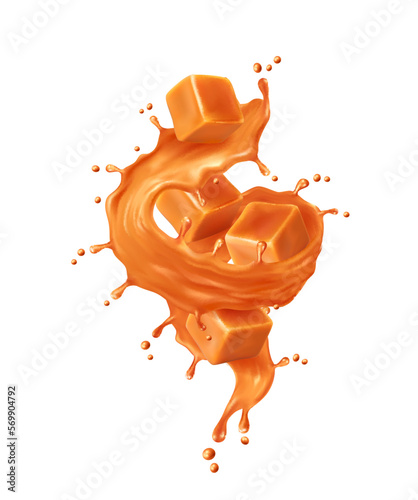 Caramel sauce syrup swirl splash with toffee