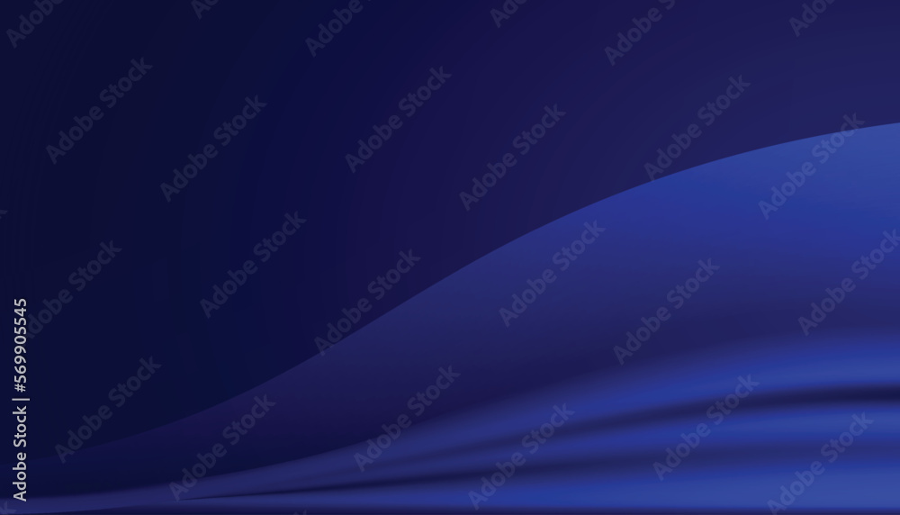 Abstract Wave Texture Background Dark Blue Color, Smooth Gradient Shape. Vector Illustration