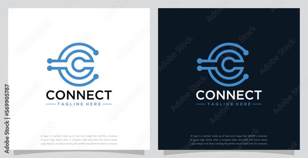 vector letter c connect technology modern logo. vector letter c connect technology modern logo.
