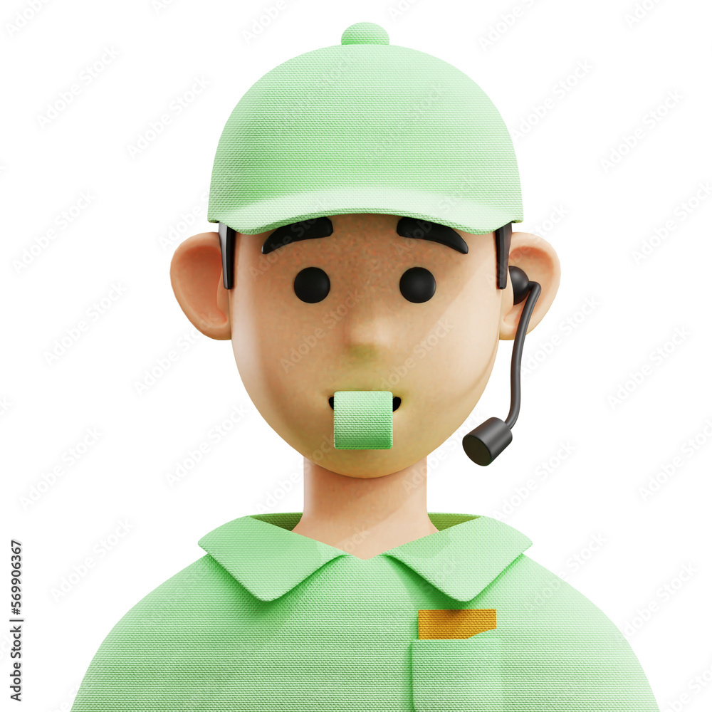 Customer service with green uniform 3D Icon Customer service with green uniform 3D Icon