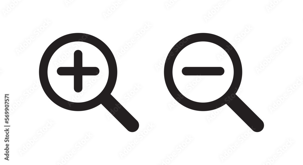 Zoom in-out magnifying glass icon vector in trendy style Zoom in-out magnifying glass icon vector in trendy style
