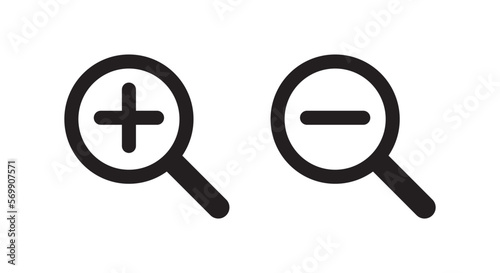 Zoom in-out magnifying glass icon vector in trendy style