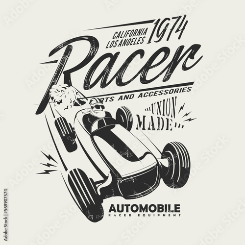 vintage race car for printing.vector old school race poster.retro race car set