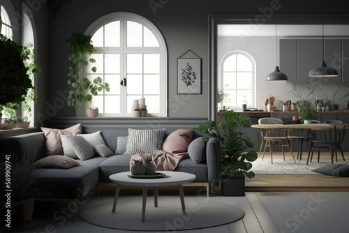 Modern living room. Generative AI.