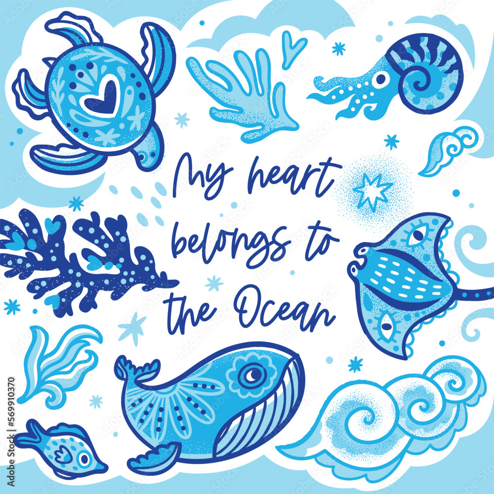 Naklejka premium My heart belongs to the ocean