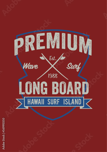 Surf typography, t-shirt graphics, vectors