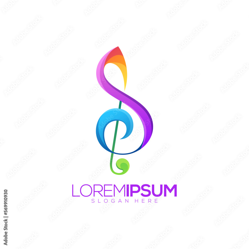 Obraz premium Awesome Colorful Musical Note Premium Logo Vector