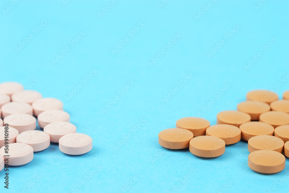 White round pill for healthcare. Medical treatment. White round pill for healthcare. Medical treatment.