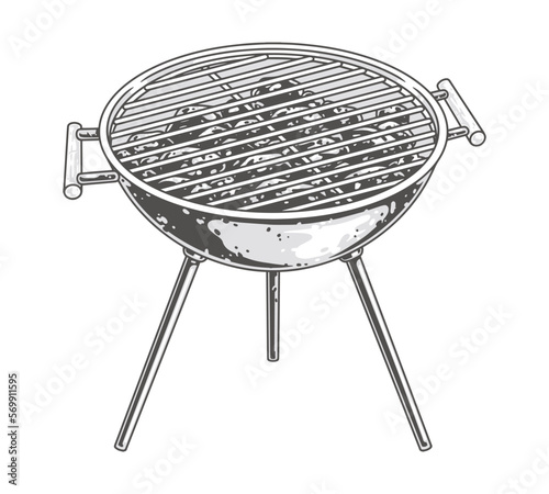 Barbecue grill emblem vintage monochrome