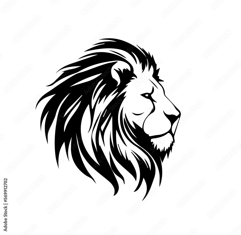 Fototapeta premium Black and white portrait of a lion. Vector illustration